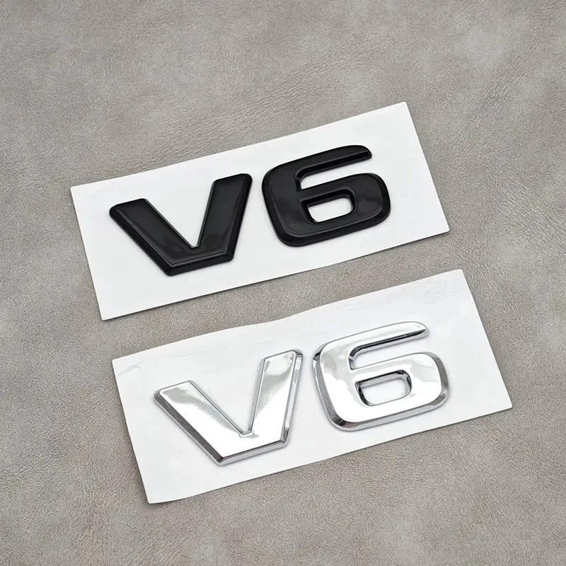 3d abs v6 logotipo adesivo emblema tronco traseiro do carro emblema decalque para mercedes w204 c280 ml slk 320 bmw audi ford mustang toyota honda