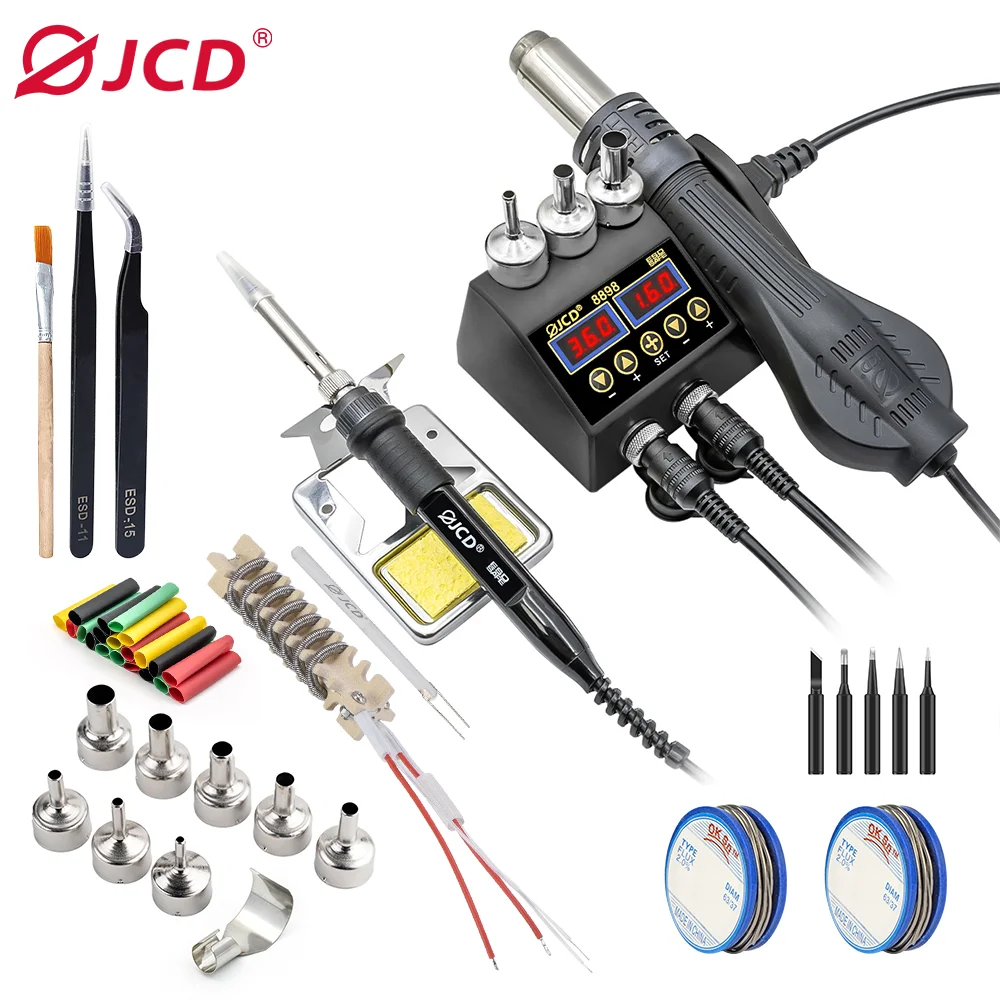 JCD 8898Max Soldering Station 750W 2 in 1 Soldering Iron Hot Air Gun Rework Welding Station Set For Phone Welding Repair Tools