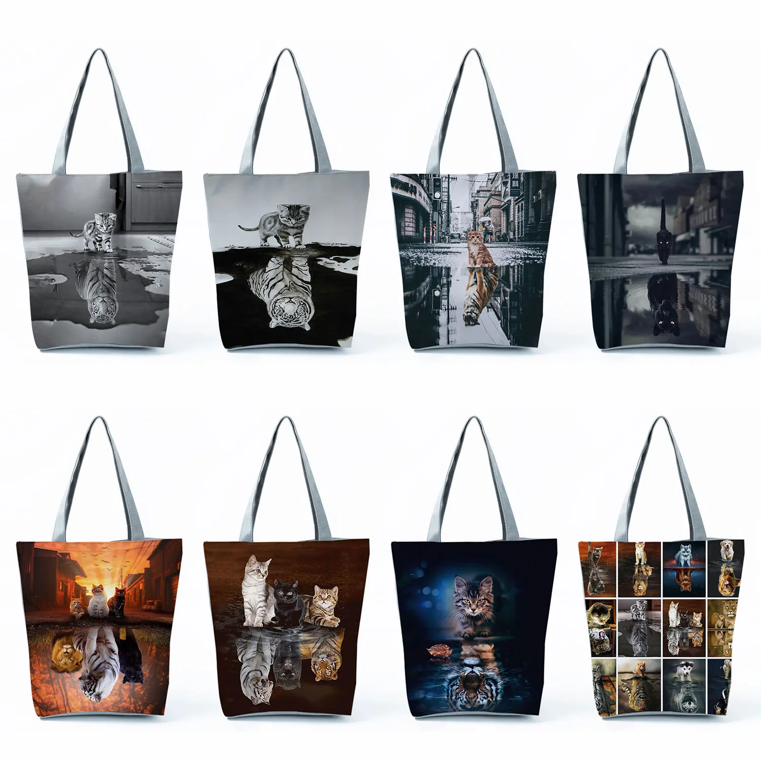 

Eco Shopping Bag Fashion Women's Bags 2022 Trend Best Sellers Shoulder Bags Animal Shadow Pattern Cat Dog Tiger Print Handbags