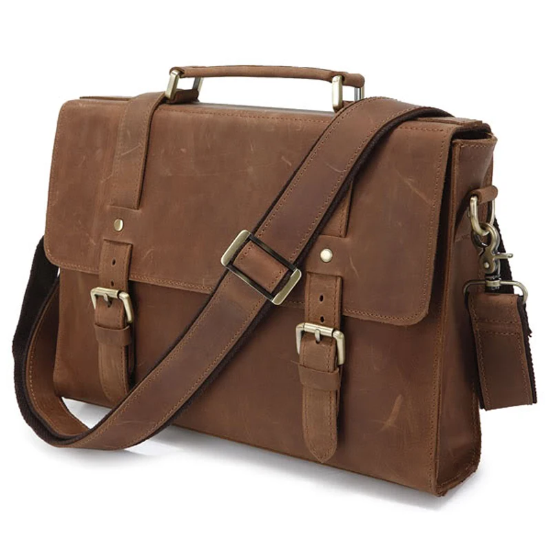 

Vintage Crazy Horse Genuine Leather Shoulder bag Men Leather Messenger bag Male crossbody bag Sling bag tote handbag Leisure