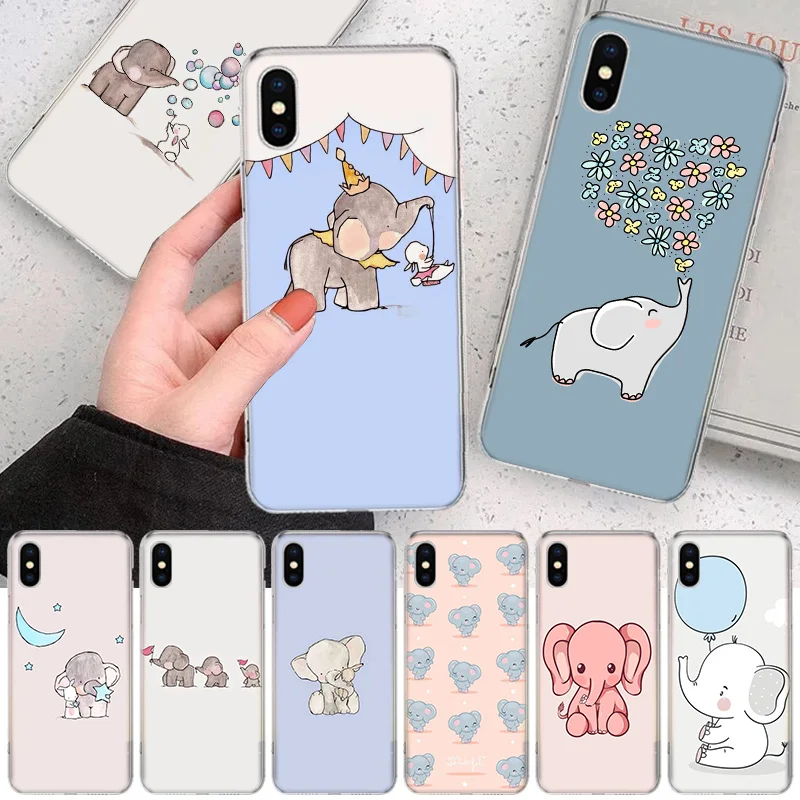 Cute Elephant rabbit Bunny Soft Phone Case For IPhone 11 13 16 Pro MAX 15 + 14 Plus 12 Mini X XS Apple 8 7 SE Fundas Coque 11 12