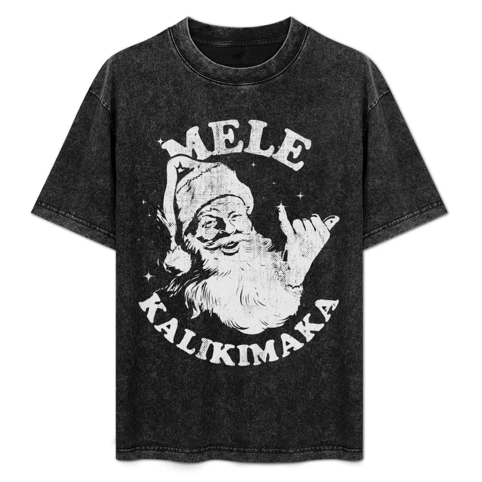 

Retro Christmas Mele Kalikimaka Santa Shaka Hawaii T-Shirt Fashion Simple Casual Tee Shirt