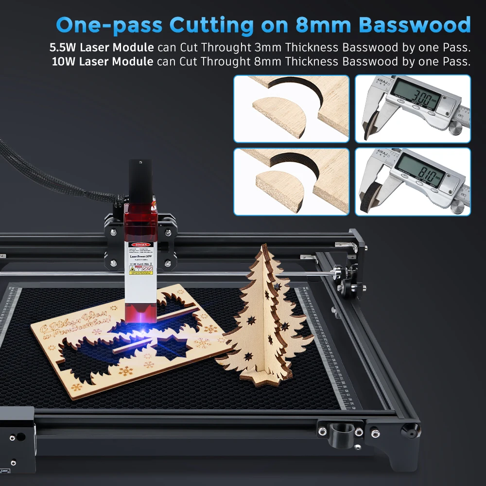 Laser Engraver Air assist 10w Laser Cutter Cutting Machine Wood Router with 32-bit Controller LaserGRBL(LightBurn)