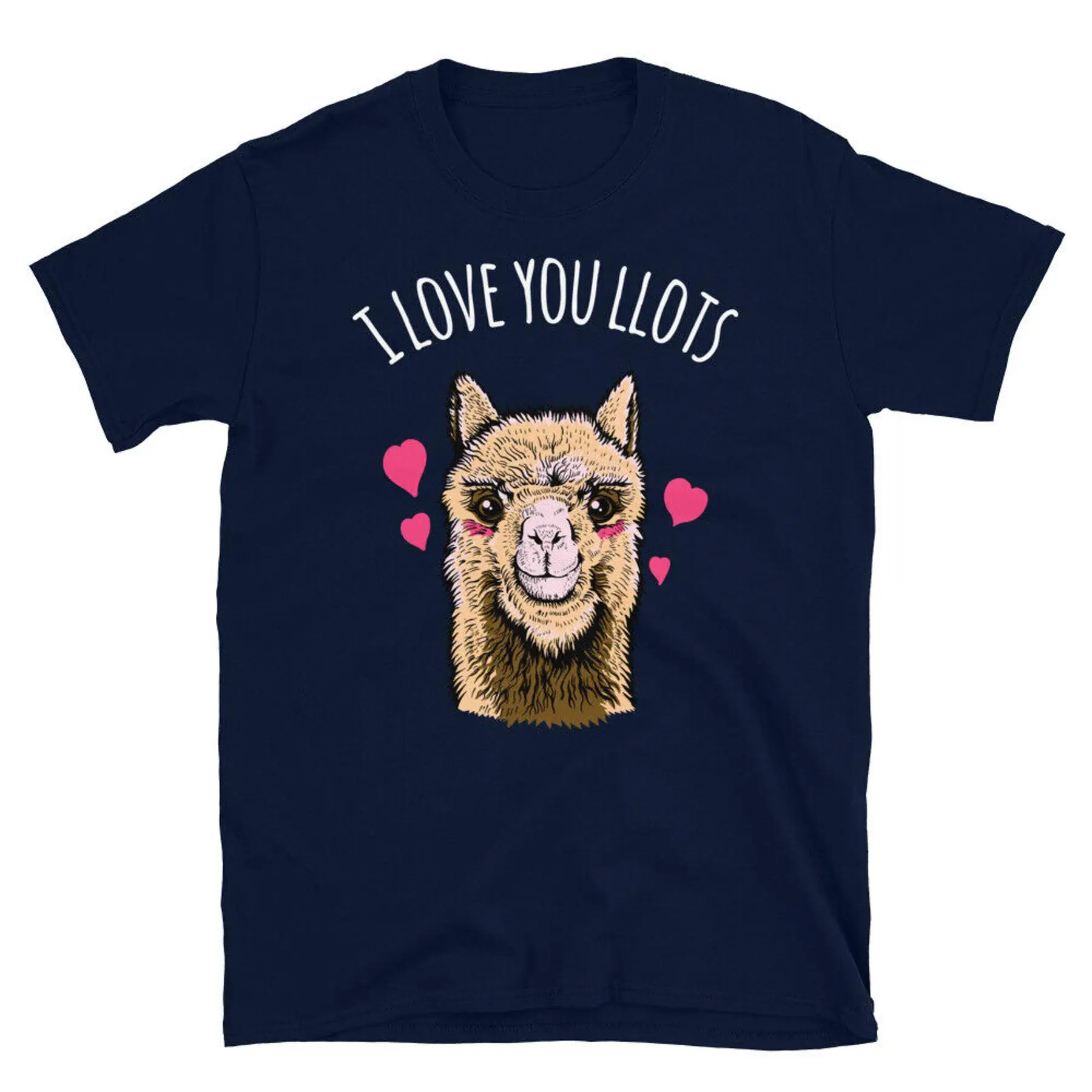 I Love You Llots Llama Valentine s Day Hearts Short Sleeve Unisex T Shirt