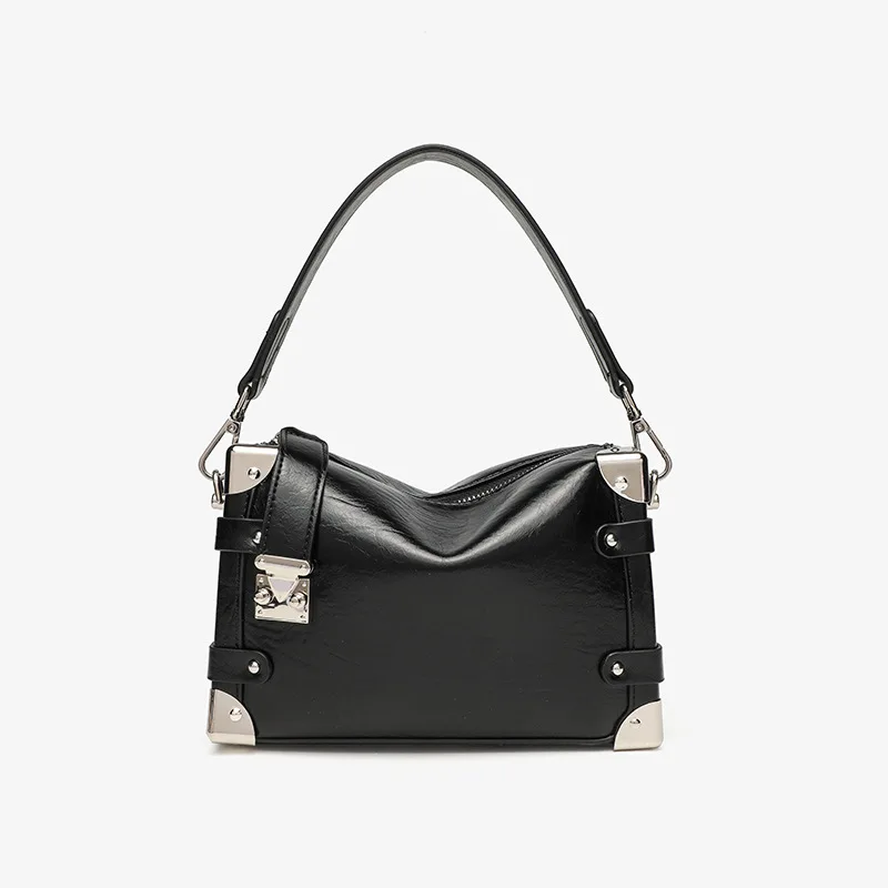 Women Small Square Bag Fashion Versatile Wide Shoulder Strap handbags Y2K Punk Portable Female One Shoulder Crossbody Bag