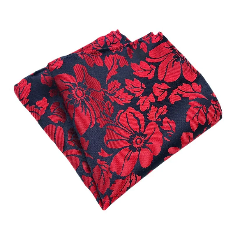 25*25cm New Man\'s Floral Leaf Polyester Pocket Square Woman\'s Wedding Casual Business Party Handkerchief