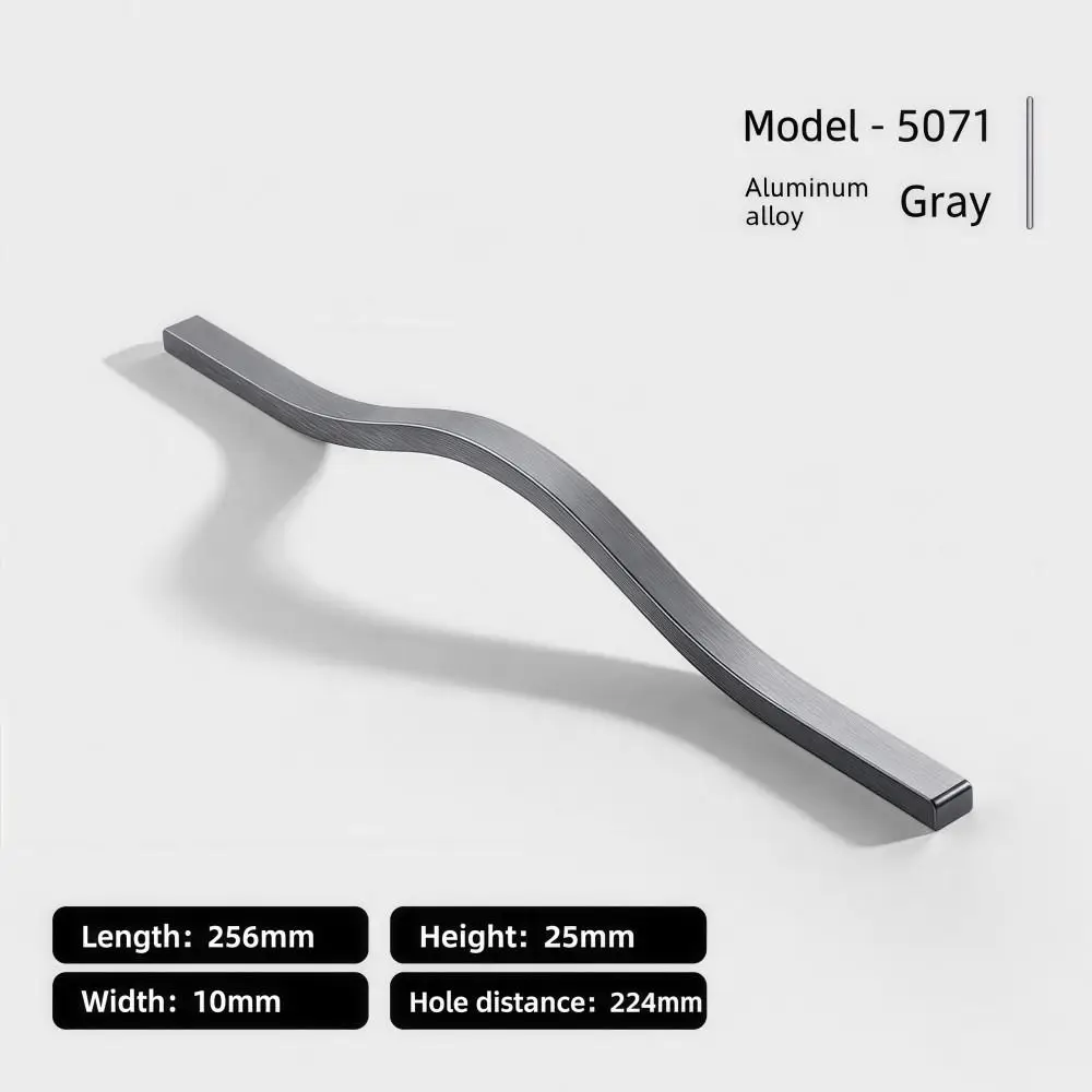 Aluminum Alloy Cabinet Pull Handle Brushed Sleek Wardrobe Door Pull Long-bar Durable Curved Furniture Handle Wardrobe,Cupboard