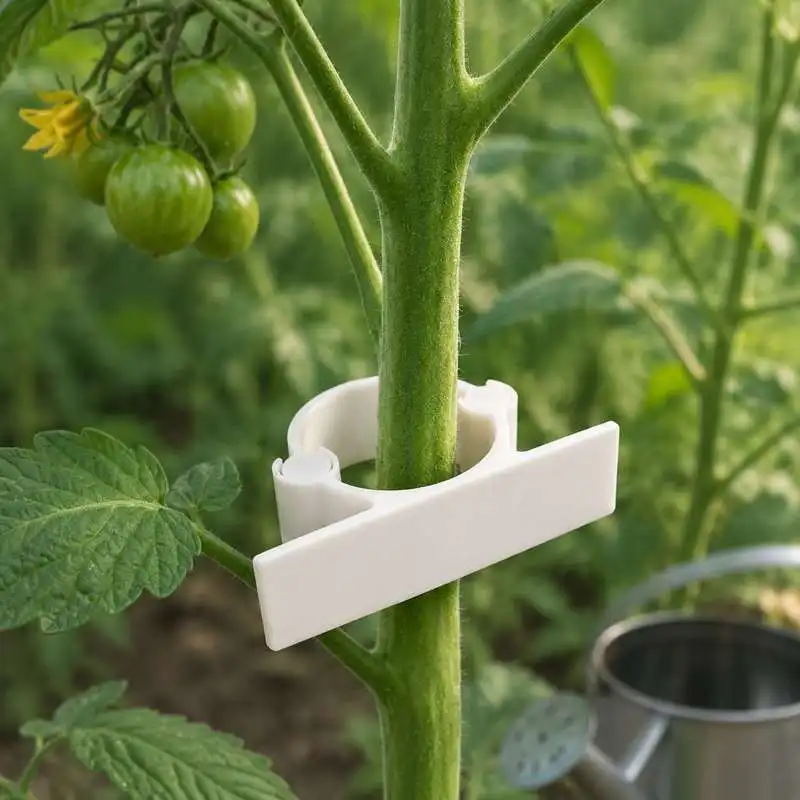 Plant Support Clip With Writable Label Vegetable Stem Fixing Clamp Garden Marking Accessory