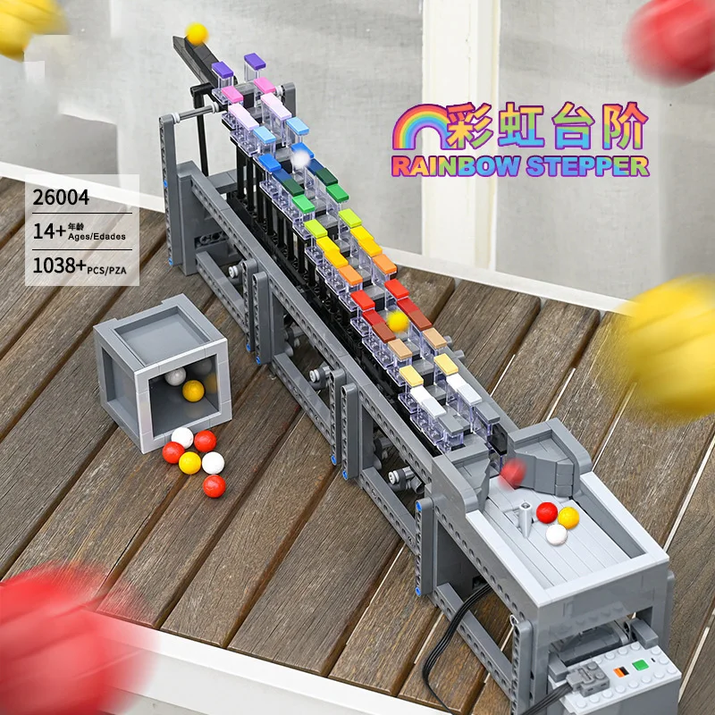 Rainbow Steps GBC línea de montaje eléctrico bloques de construcción mecánicos de alta tecnología modelo de potencia modificada ladrillos Juguetes