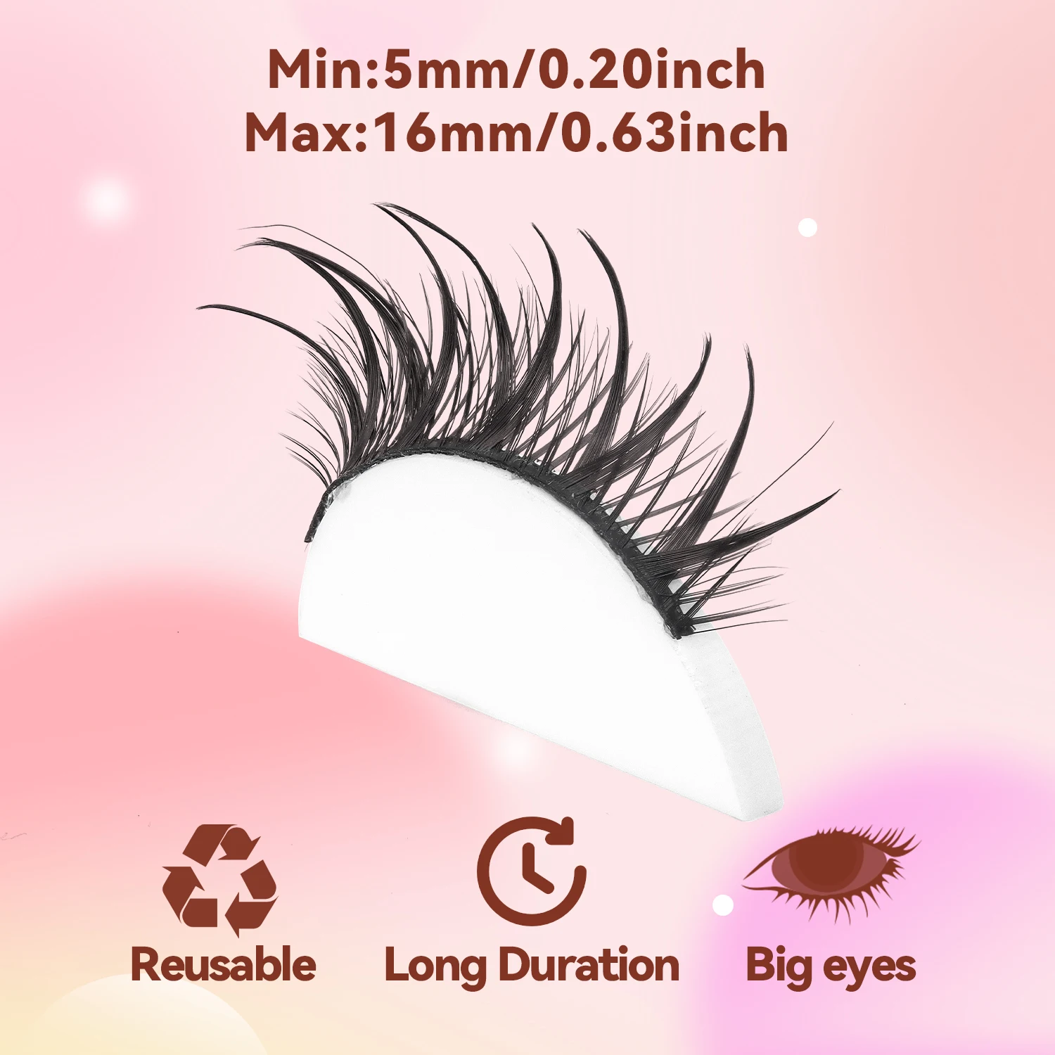 6 Pairs of Super Mirror Wet Pointed Little Devil Slanted Flying False Eyelashes, Whole Curled and Thick Cosplay Eyelashes