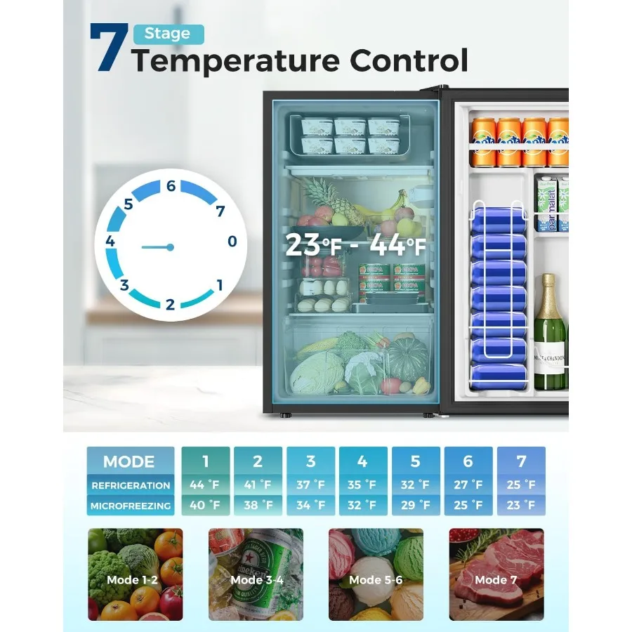 ثلاجة صغيرة مدمجة بباب واحد 3.2 قدم مكعب مع فريزر لغرفة النوم والشقة والمكتب والفصول الدراسية - ترموستات قابل للتعديل منخفض #3