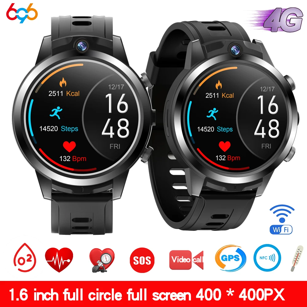 

1.6 Inch 4G Call Men Smart Watch Dual Camera NFC GPS WiFi Video Chat Heartrate Body Temperature Kids SOS Smartwatch Student Gift