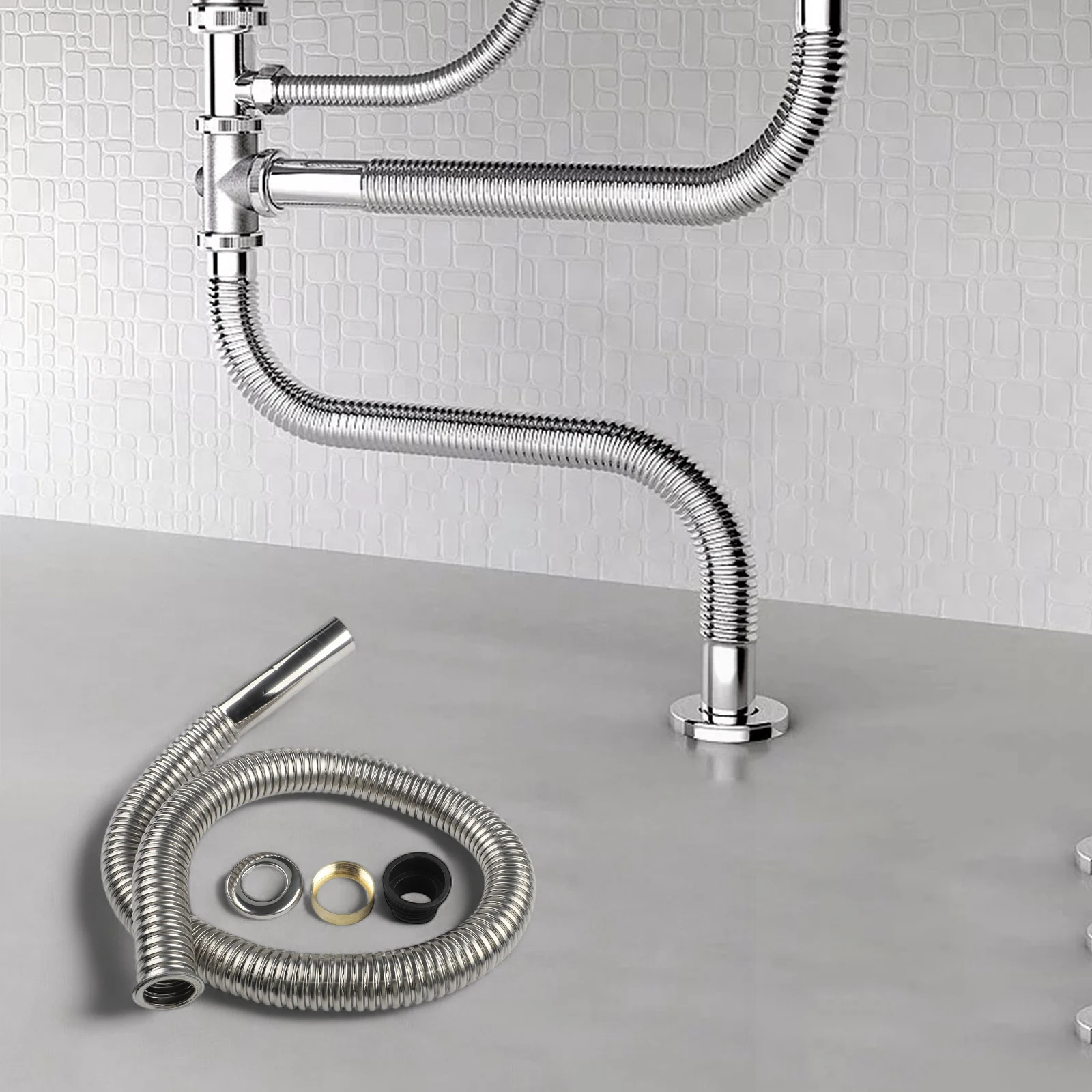 304 Stainless Steel Drain Hose 304 Stainless Steel Flexible Drain Pipe Easy To Bend High Temperature Resistant