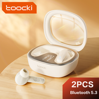 Toocki 2PCS Bluetooth 5.3 Earphone TWS Transparent Digital True Wireless Bluetooth Headset 400mAh Long Battery Sport Game Earbud