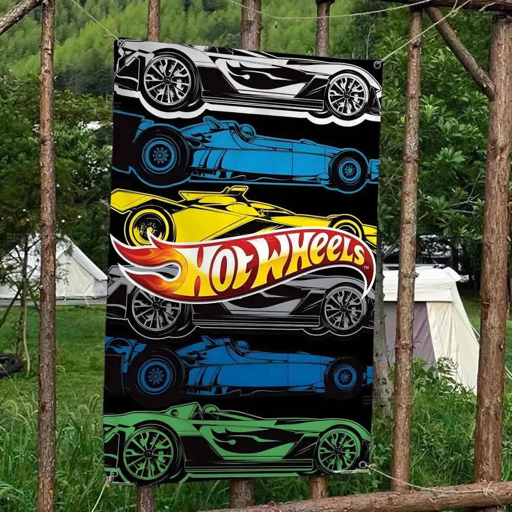 Super Car H-Hot W-Wheels Family Gatherings Outdoor Atmosphere Flags Camping Decorations Banners
