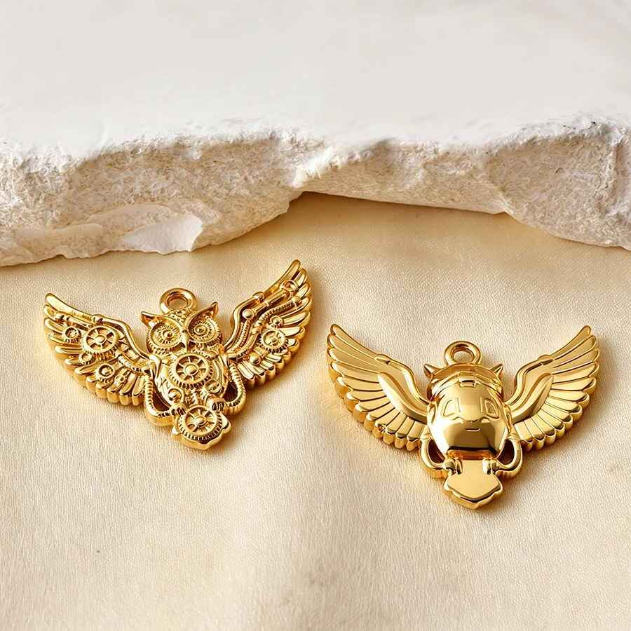5 Stück goldfarbene Edelstahl-Anhänger in Form von niedlichen Hunden, Fischen und Enten, PVD-beschichtet, für Schmuckherstellung, Tieranhänger, DIY-Halskette, Schlüsselanhänger – Detail 14
