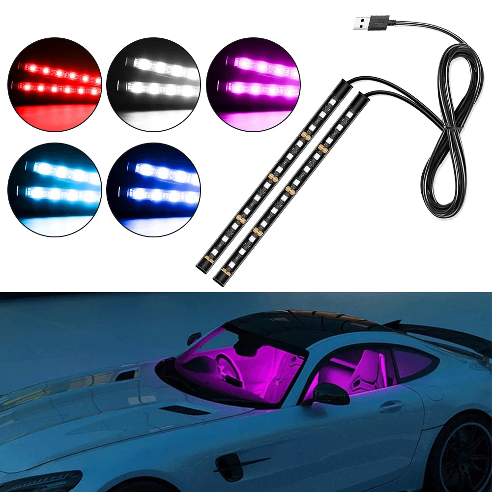 

Car LED Foot Light Strip USB Decorative Signal Lamp Car Interior Trim Lighting For Car Interior Floor Or Dash Silicone + LED