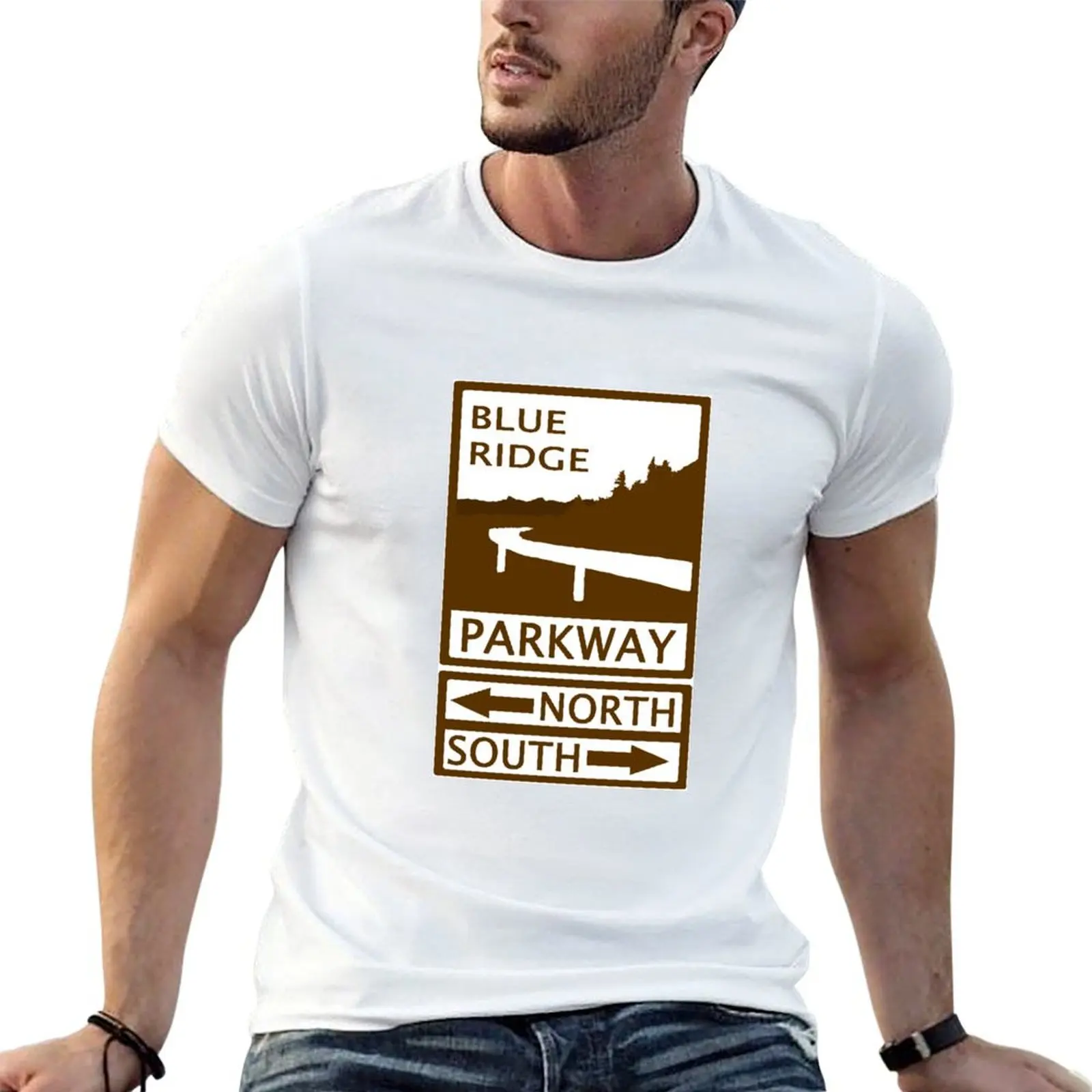 Blue Ridge Parkway Road Sign T-Shirt Personalized t-shirt customizeds mens graphic t-shirts big and tall