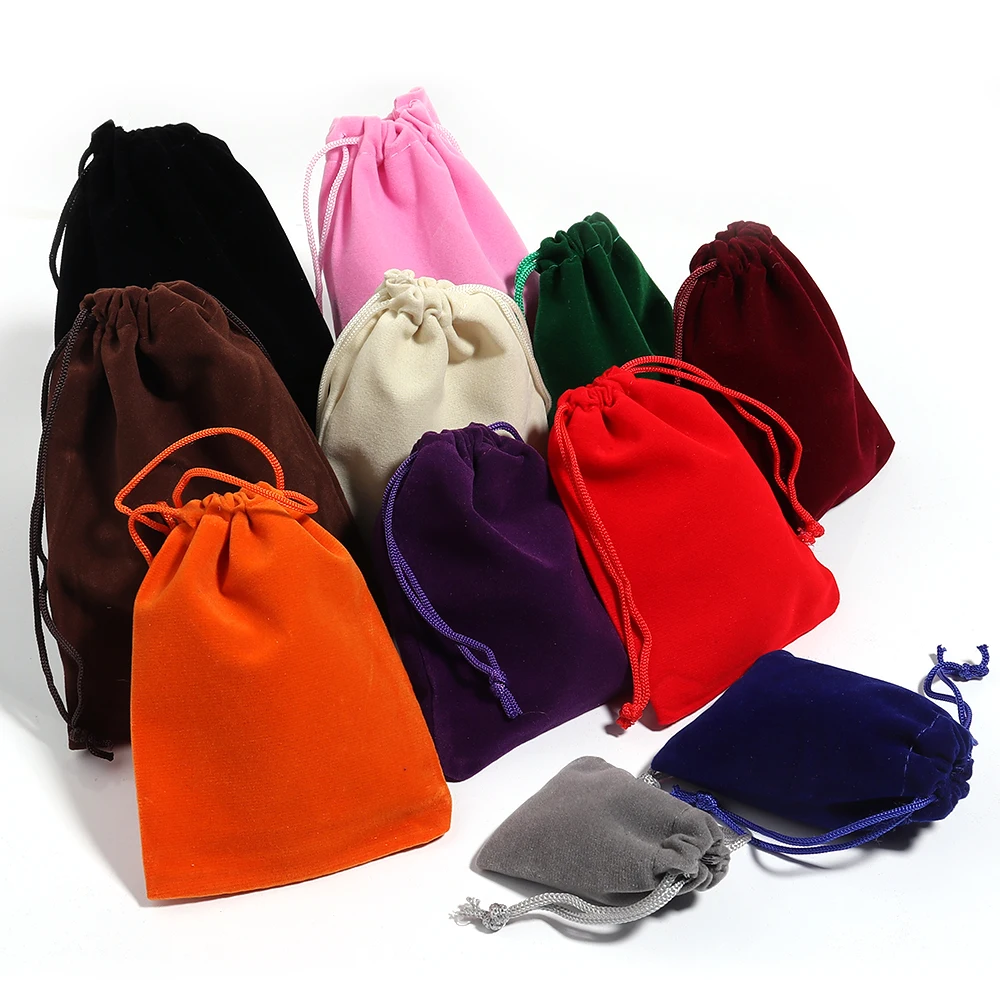 5-10pcs/lot Color Velvet Drawstring Bag Multi-size Packing Sachet for Jewelry Candy Storage Display Festival Gift Packing Pouch