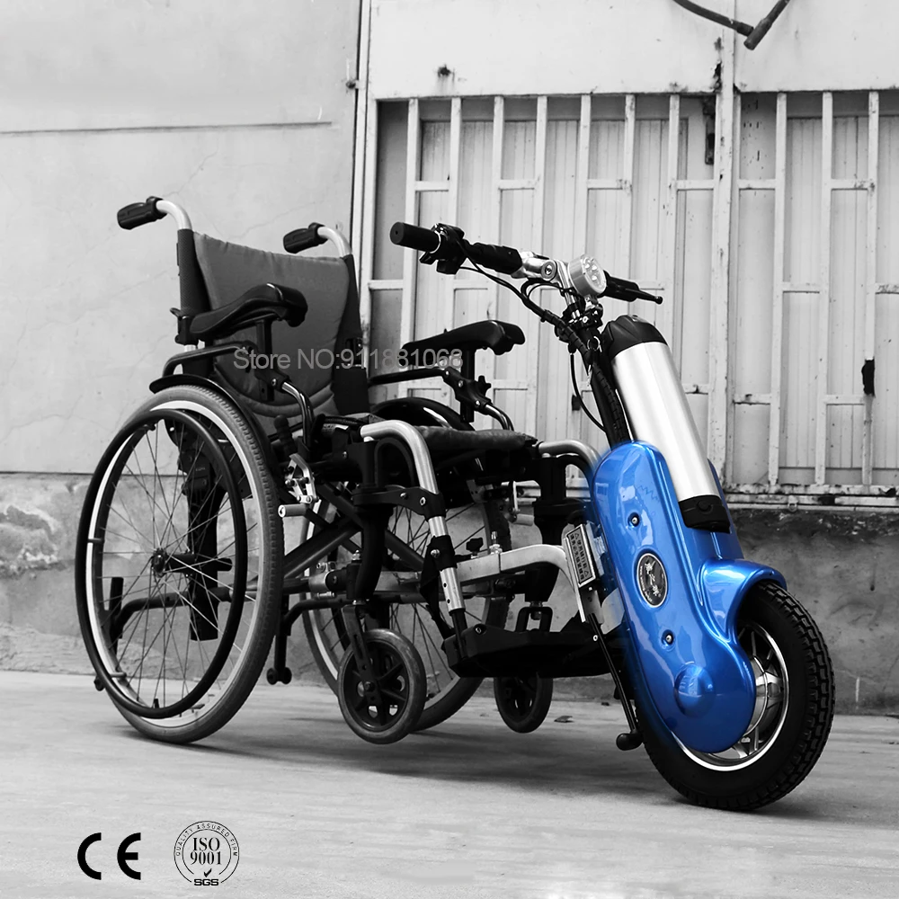 36V 400W Front Electric Driving Handcycle Trailer Head Handbike Disabled Elderly DIY Manual Folding Sports Wheelchair Drive Head