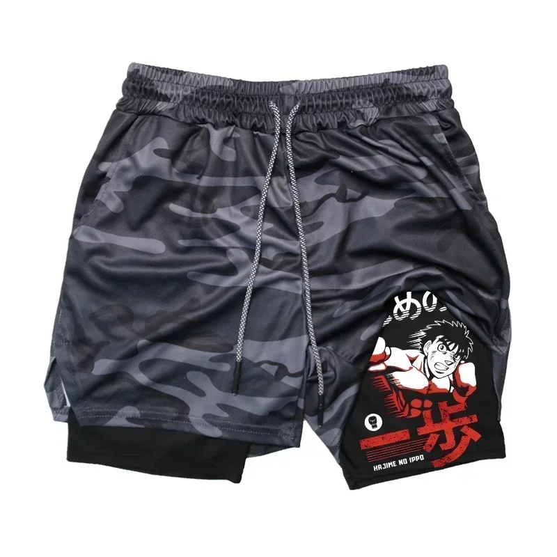 

Quick Drying Fitness Workout Boxing Training Shorts Anime Print 2 in 1 Men's Compression Shorts Sports Performance Shorts M-3XL