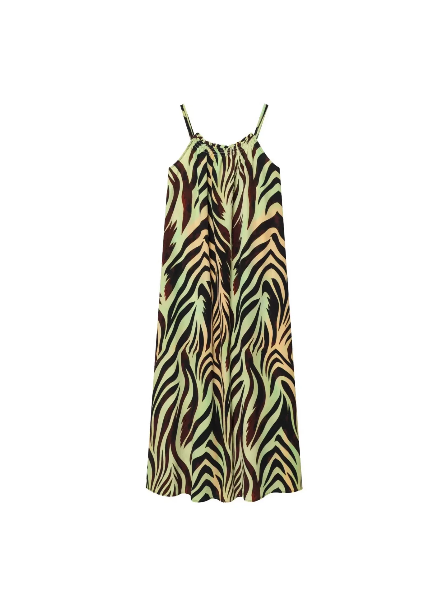 

Withered Retro Printed Temperament, Simple Sleeveless Mid Length Camisole Dress Elegant Party Dresses Vestidos Women's Dress