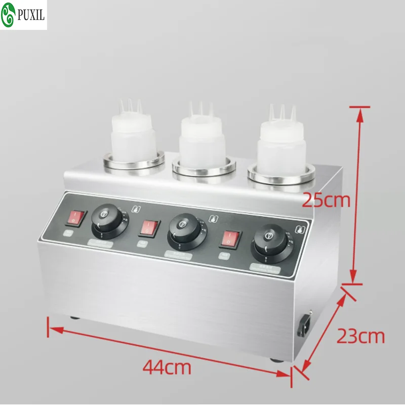 110/220V Commercial Nachos 2 Bottle Sauce Warmer and Electric Cheese Stainless Steel Dispenser Chocolate and Fruit Sauce Warmer