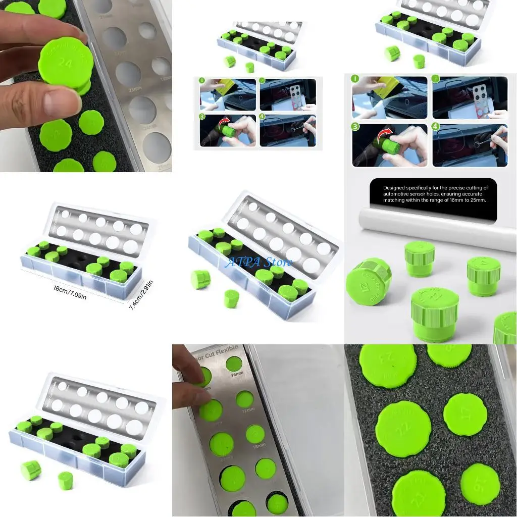 

U13C Reusable Car Radars Hole Cutter Tool 10 Template For Precise Film Cutting