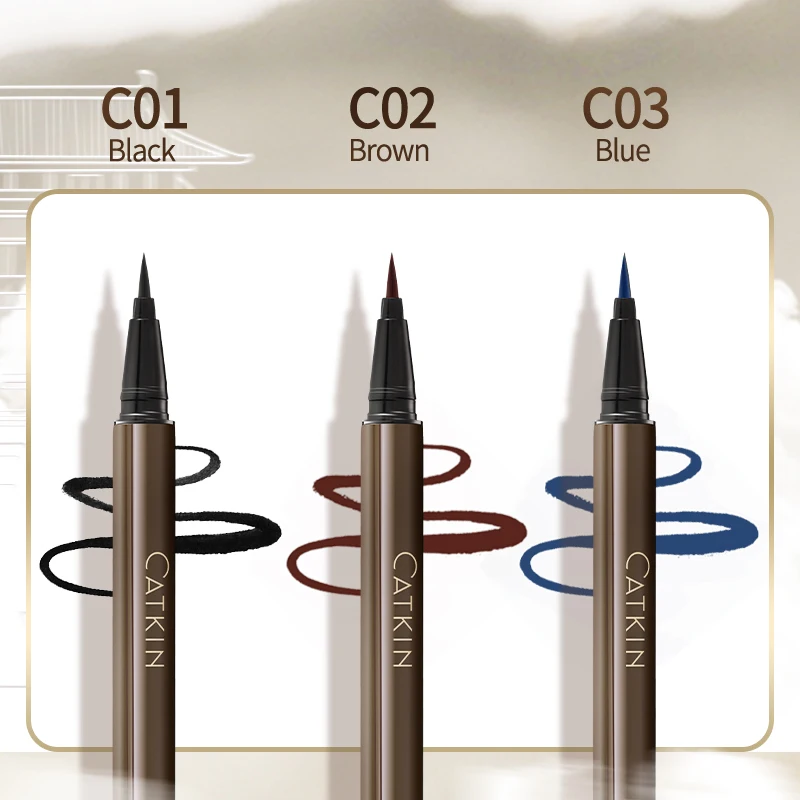 CATKIN 防水ブラックアイライナーペン滑らかで長持ち