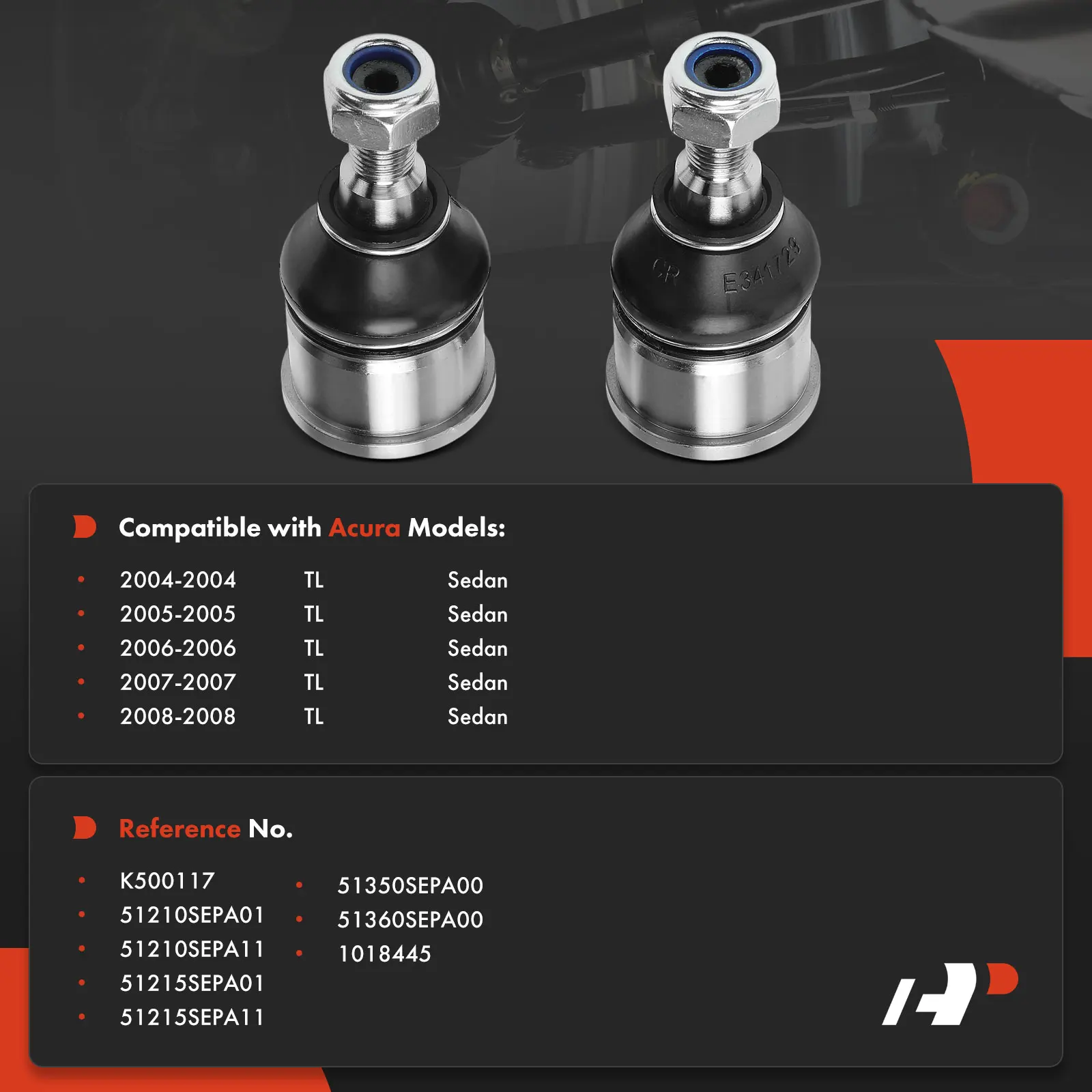 A-Premium 2x Front Left & Right Lower Ball Joints for Acura TL 2004 2005 2006 2007 2008 Sedan 51210SEPA01