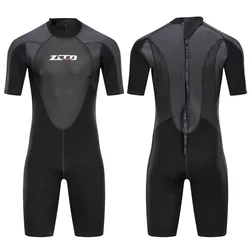 1Set 3mm Men Short Sleeve Patchwork Wetsuit One-piece Neoprene Zip Wet Suit Spearfishing Swimming Urban Beach Swimwear M-4XL