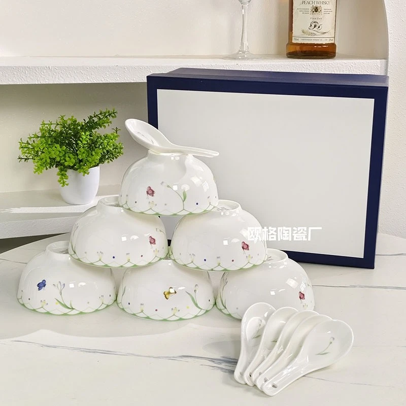 

Exquisite Minimalist Bone China Tableware Bowl Spoon Plate Coffee Mug Cup Saucer Home Daily Use