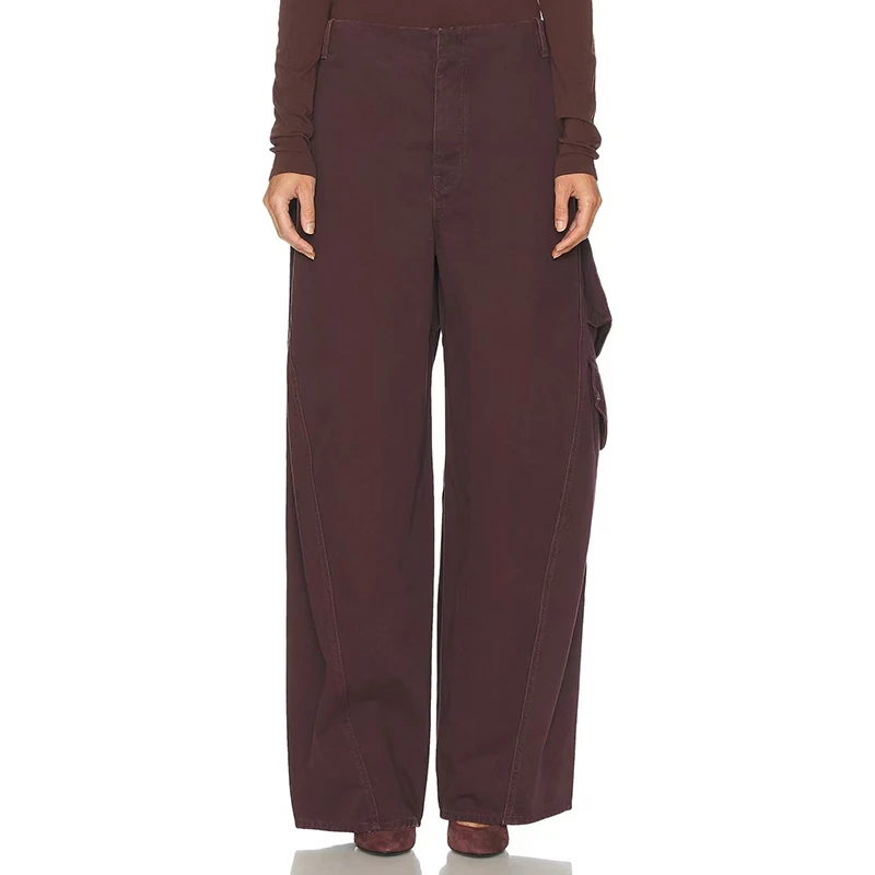 

Женские окрашенные брюки с множеством карманов, модные повседневные брюки, качественные джинсы, осень, новый фасон, 2025, y2k