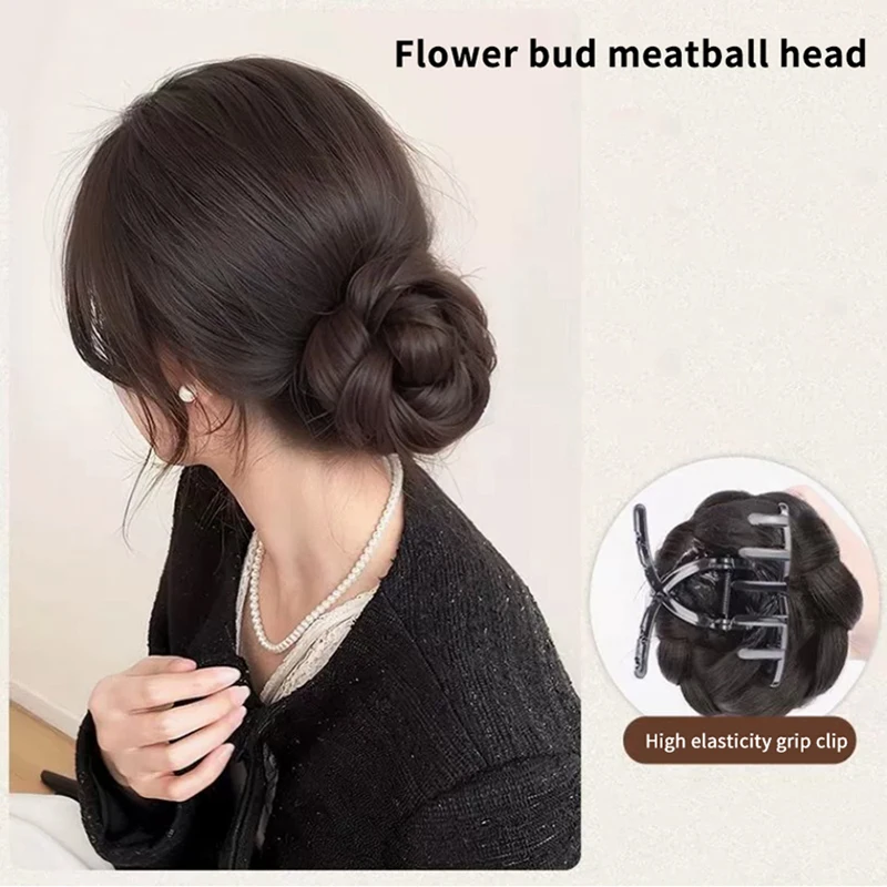 Синтетический парик, пучок, шаровая форма головы, плетеный шиньон, танцовщица, женская заколка для волос, аксессуары для укладки волос
