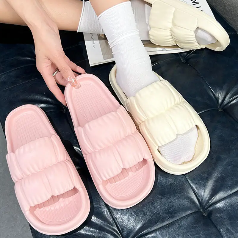 Soft Cloud EVA Candy Color Indoor Slippers Women Summer 2026 Non Slip Light Weight Home Slippers Couple's Plus Size House Slides