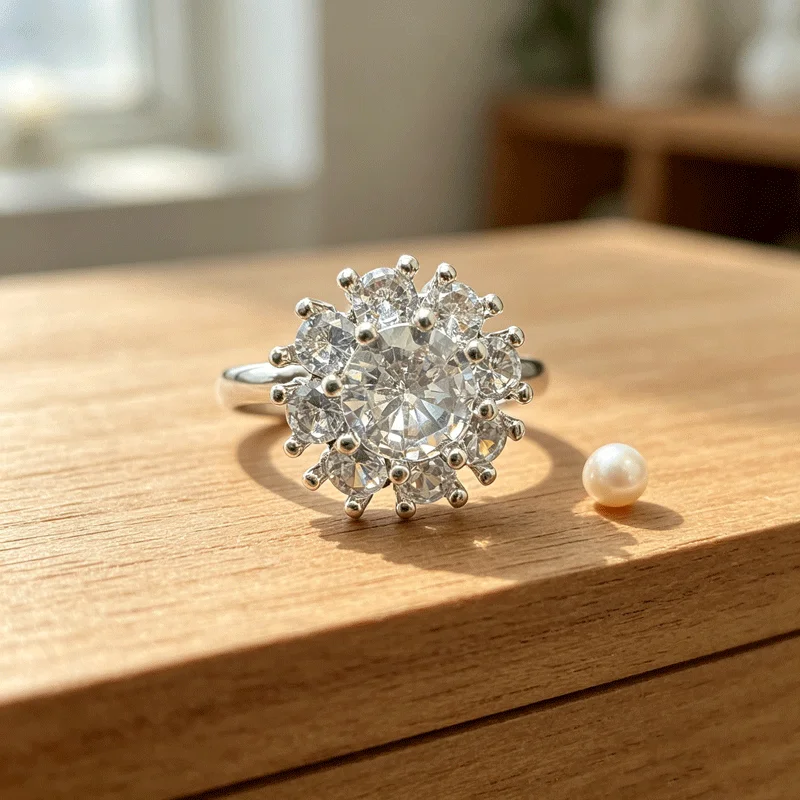 New In Two-Tone Sunflower Spinning Ring For Women Crystal Bridal Party Engagement Stackable Elegant Dainty Jewelry Gift