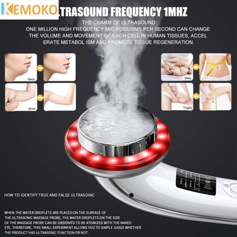 Outils de soins du visage à thérapie infrarouge LED, machine amincissante à ultrasons EMS, cavitation galvanique, masseur de forme du corps, 6 en 1