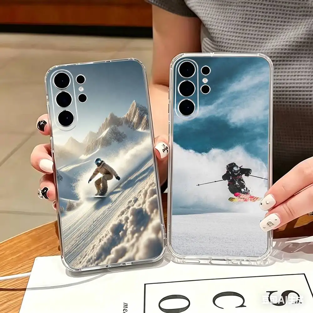 POP sport Skiing-Life of Ice Phone Case For Samsung S25,S24,S21,S22,S21,S20,S10,S9Ultra,Plus,Fe,Lite Transparent Cover