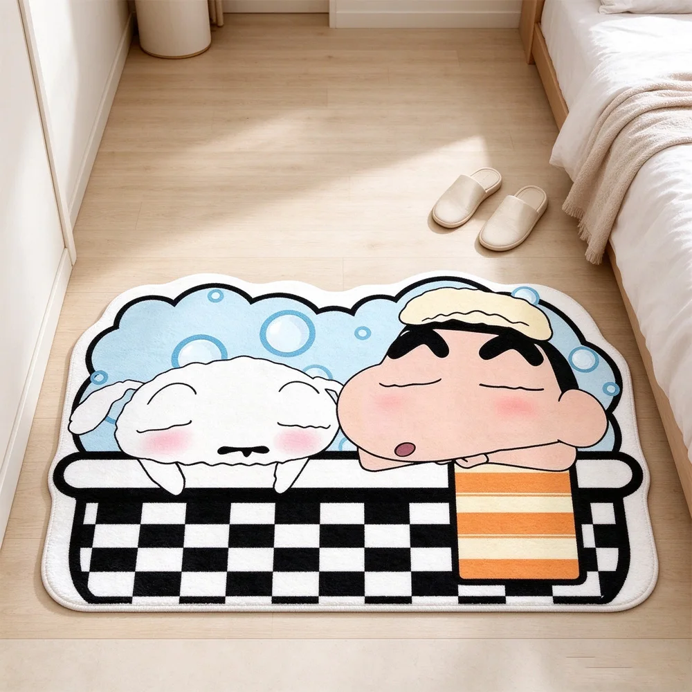 30×40cm /40x60cm Crayon Shin‑chan Absorbent Bath Mat, Quick‑Dry Non‑Slip Cartoon Floor Rug, Anime Peripheral Bathroom Home Decor