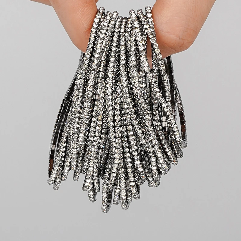 5 Stück modische elastische Armbänder mit Kristall-Strass für Damen, dehnbare, stapelbare Armbänder, klassisches Armband, täglicher Damenschmuck – Detail 32