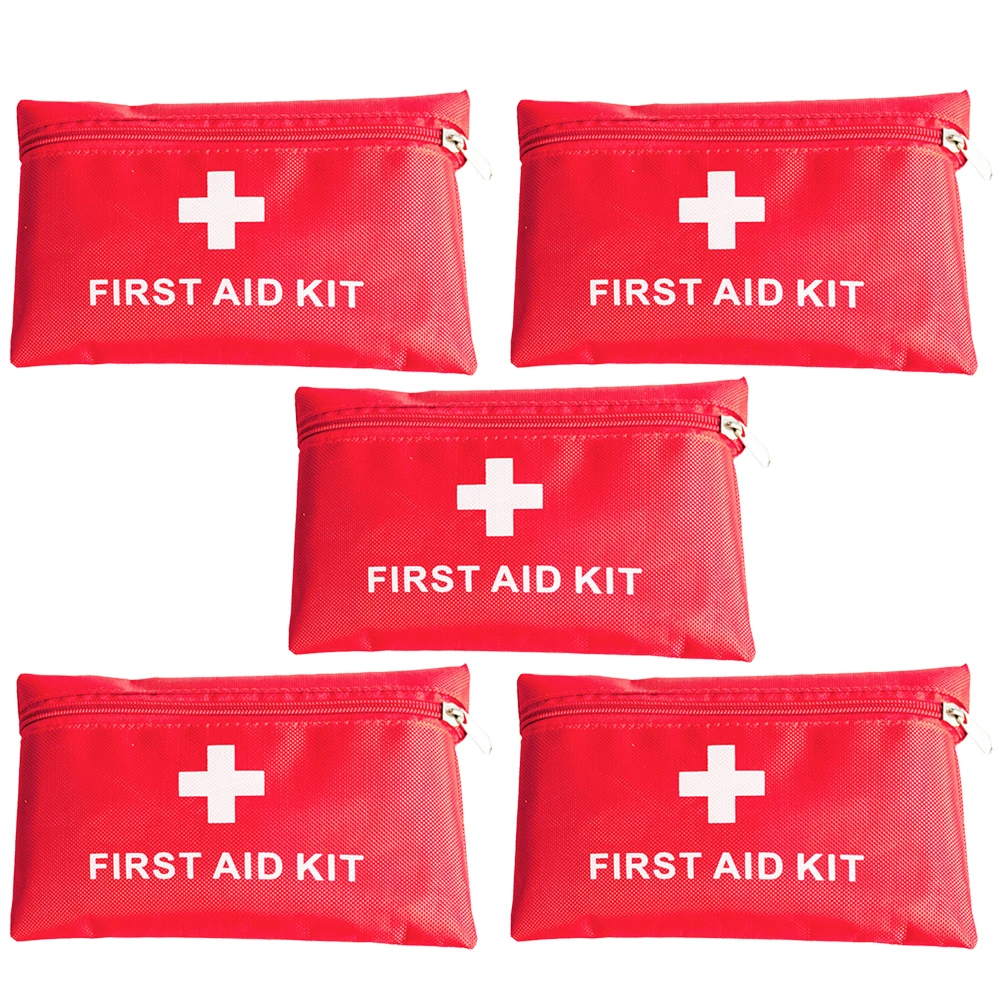 

5Pcs Emergency First Aid Bag Red Portable Mini Storage Pouch Compact Travel Outdoor Medical Organizer Kit First Aid Bag
