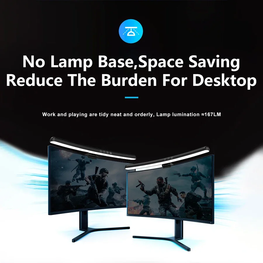 USB Stepless Dimming Screen Hanging Lights Curved Screen Monitor Light Bar RGB Background Atmosphere Lights Gaming Room Decor
