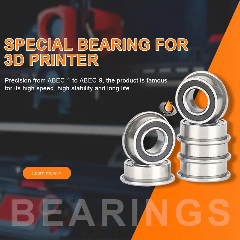

10Pcs F688RS Bearing ABEC-7 Flanged Miniature F688 RS Ball Bearings F688RS For 3D Printer 8x16x5 mm