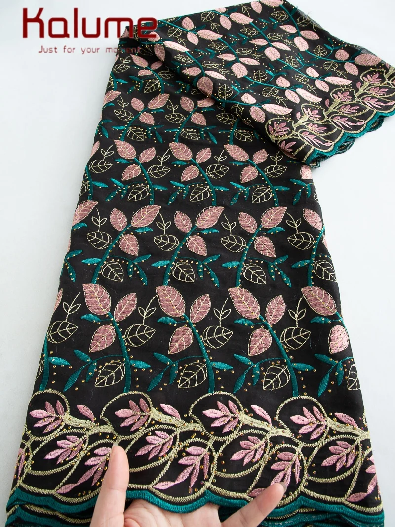 

Kalume African Cotton Lace Fabric with Stones Nigerian Swiss Voile Lace Fabric Embroidery Lace Fabric For Sewing Dress F4496