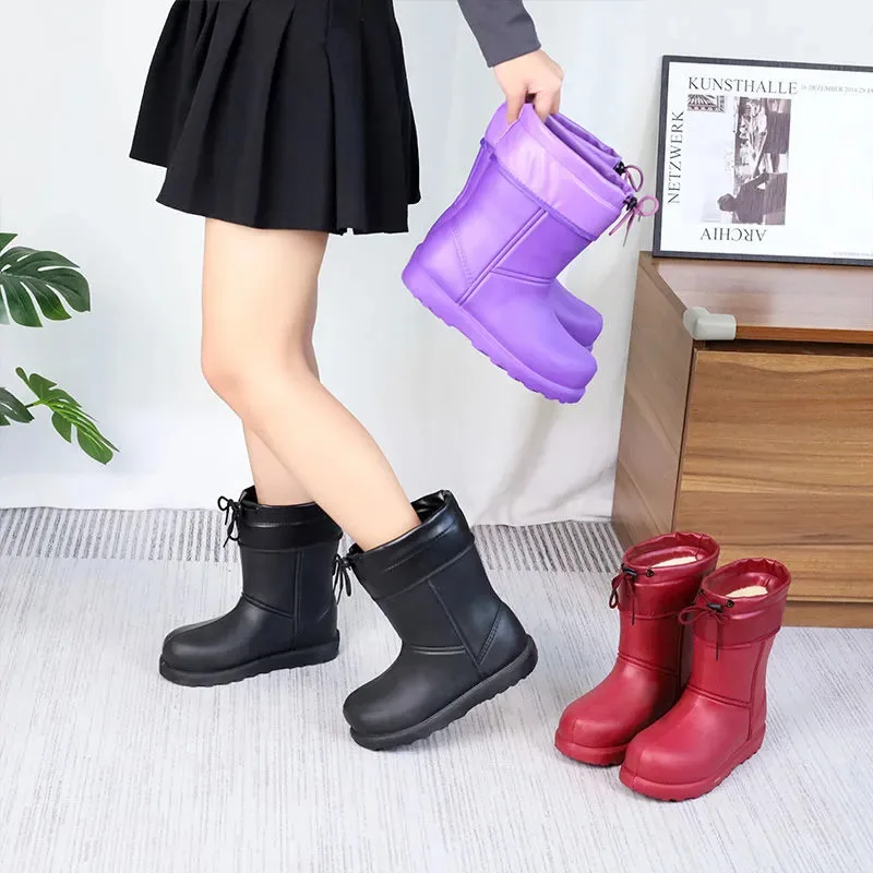 

Зимние женские сапоги 2024: Новинка европейской и американской моды, водонепроницаемые, утепленные плюшем, высокие, из ЭВА, на хлопковой подкладке, рабочие ботинки