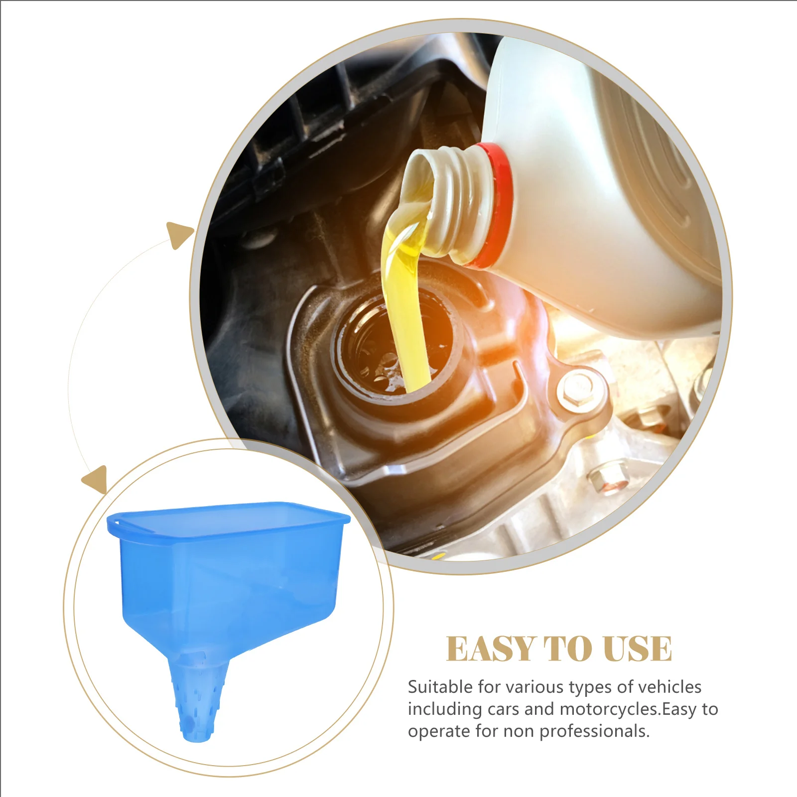 

Plastic Refueling Funnel for Car Motorcycle Oil Change Transmission Fluid Large Bore Durable Square Gas Vehicle Supply