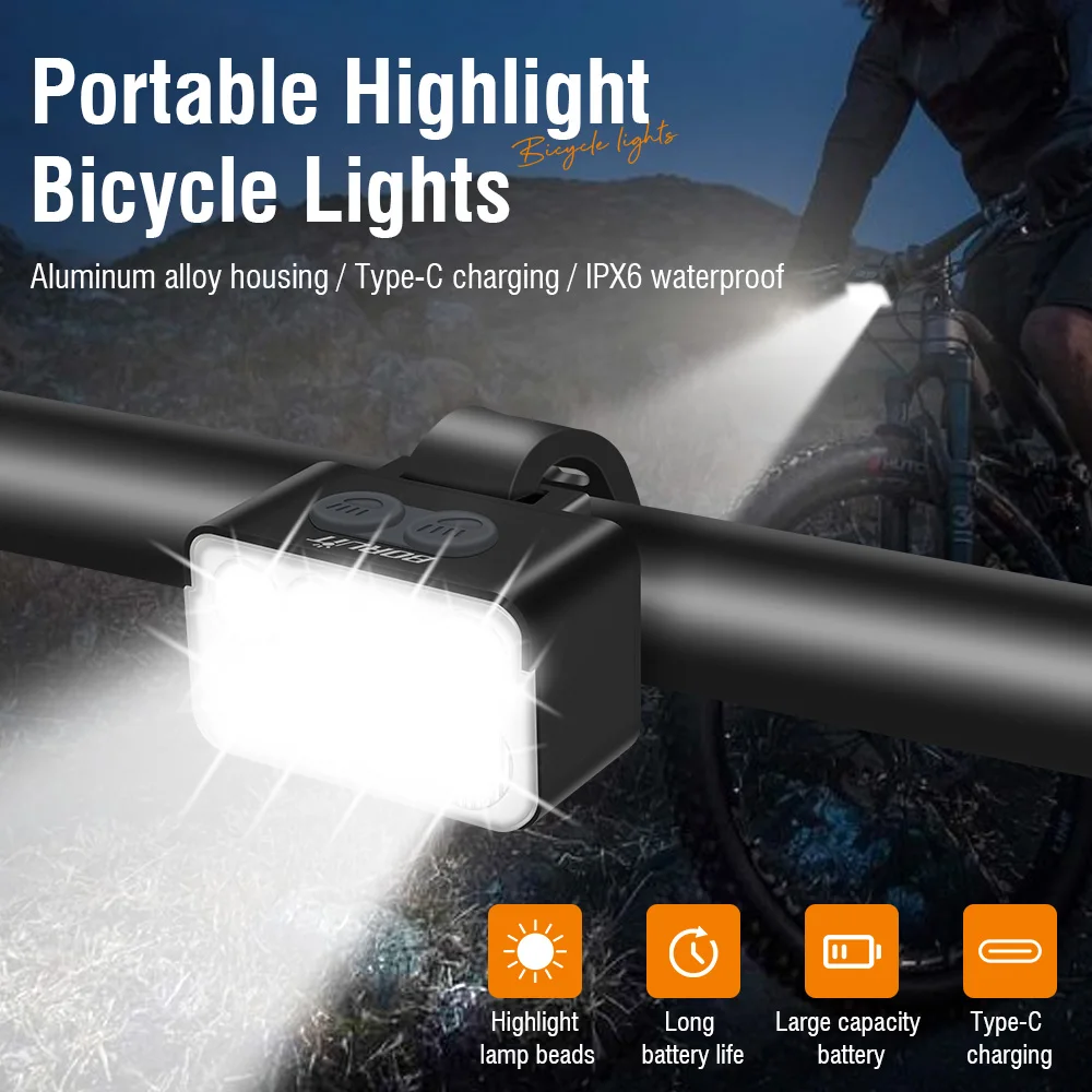 BORUiT L12 900LM Bicycle Light Dual Spot LED Front Headlight Type-C Rechargeable IPX6 Waterproof Cycling Flashlight Night Riding