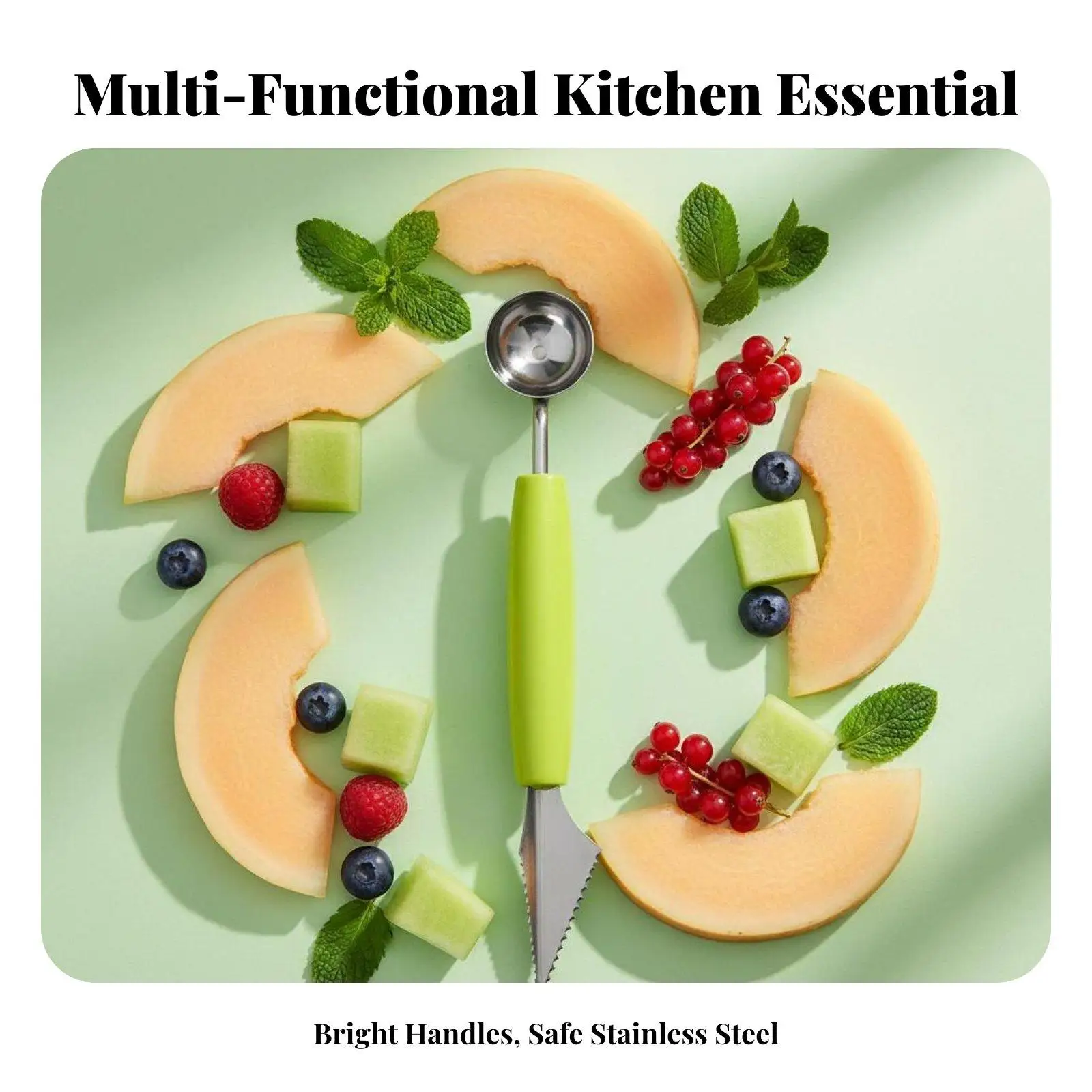 Kitchen Scoop Spoon Melon Baller Tool with Vent Hole for Juice Release and Decorative Fruit Cutting