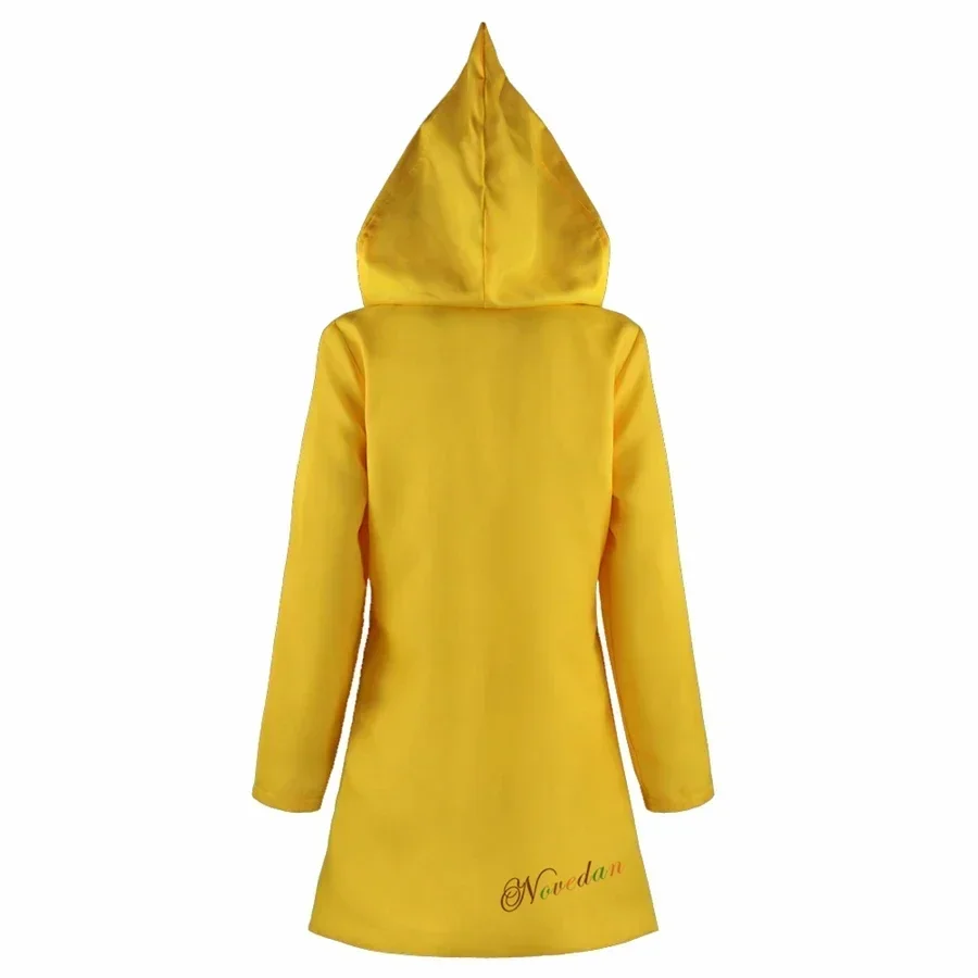 Disfraz de Little Nightmares 2 Mono Six para niños hambrientos, Chaqueta larga amarilla, abrigo, traje de Halloween, impermeable