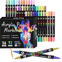 Rotuladores acrílicos de doble punta de 24/48/72 colores, bolígrafos de pintura, rotuladores artísticos de doble Color, pincel de doble punta para manualidades DIY, Graffiti, tela